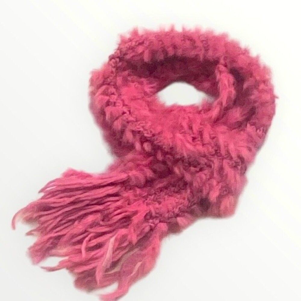 Women Pink 60% Rabbit Fur Blend Acrylic 40% Soft Scarf Beautiful Condition